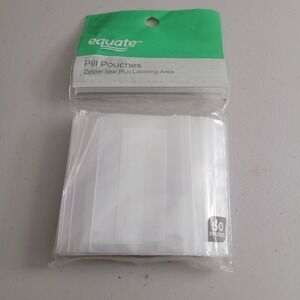 EQUATE - NEW Clear Disposable Pill Pouches, 50 Ct (Mini Resealable Bags)